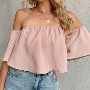Baby pink off shoulder top